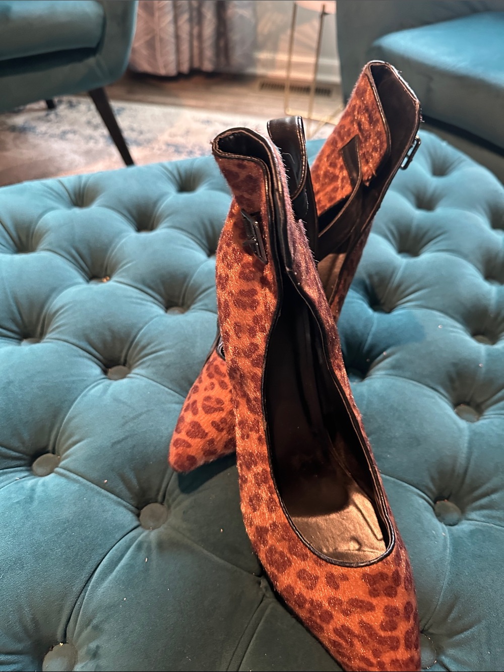 Leopard Print Pointed Toe Women's Heels - Brown